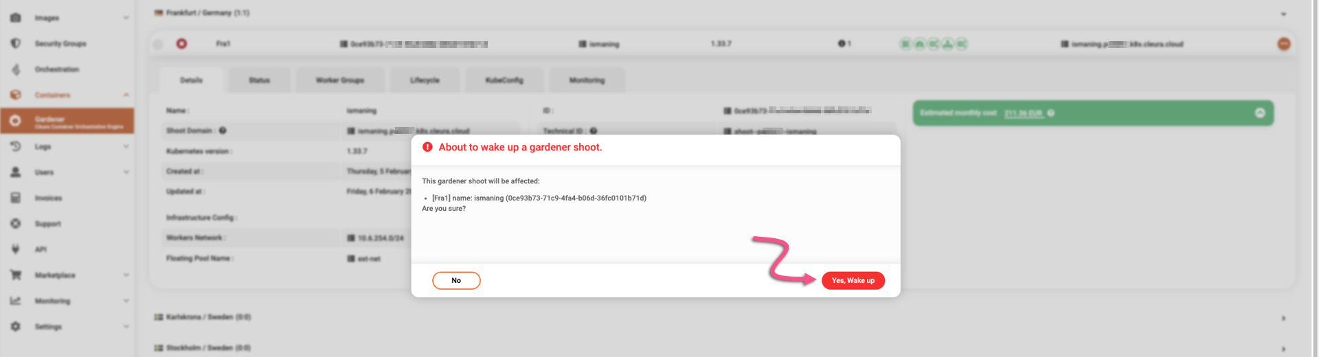 Confirm cluster wake-up