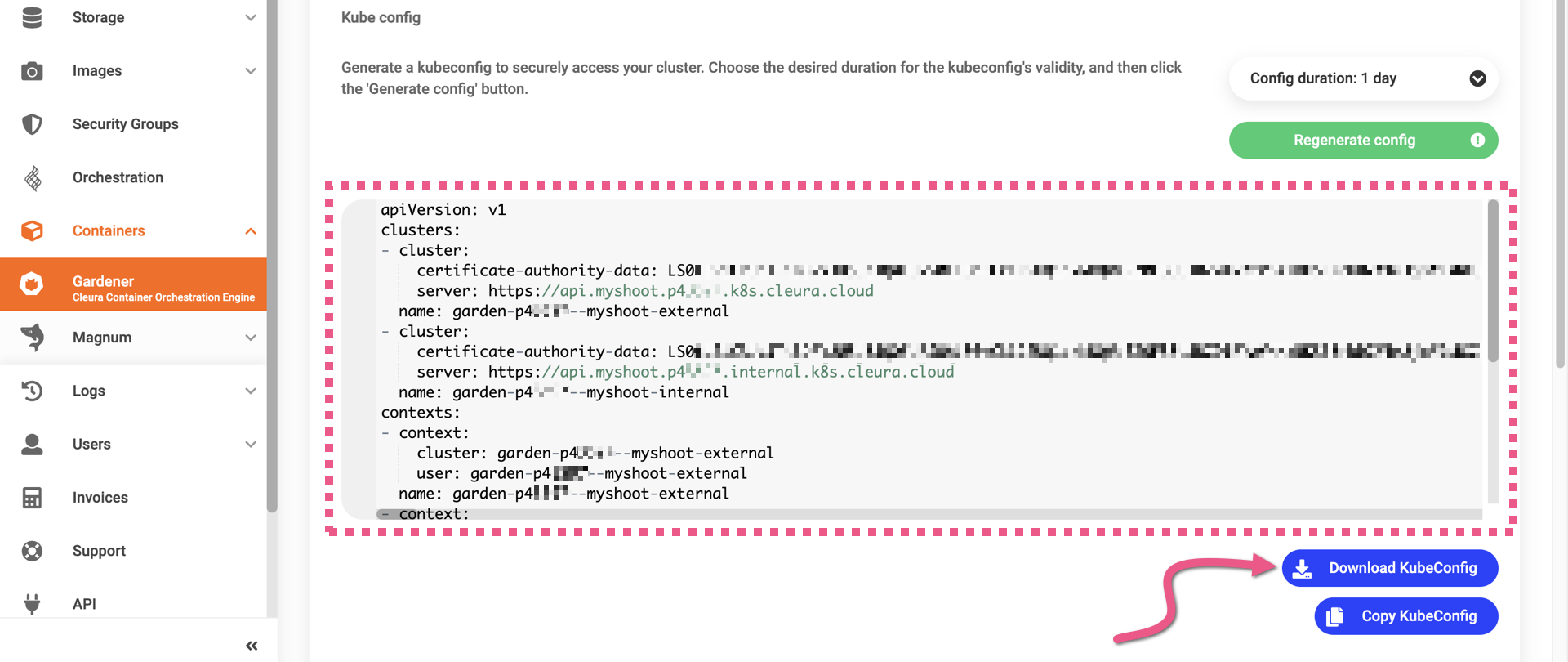 Download the newly generated kubeconfig