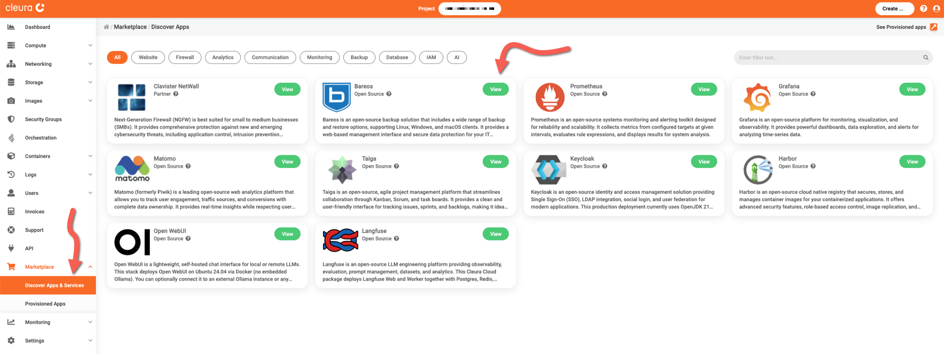 Select the Bareos application