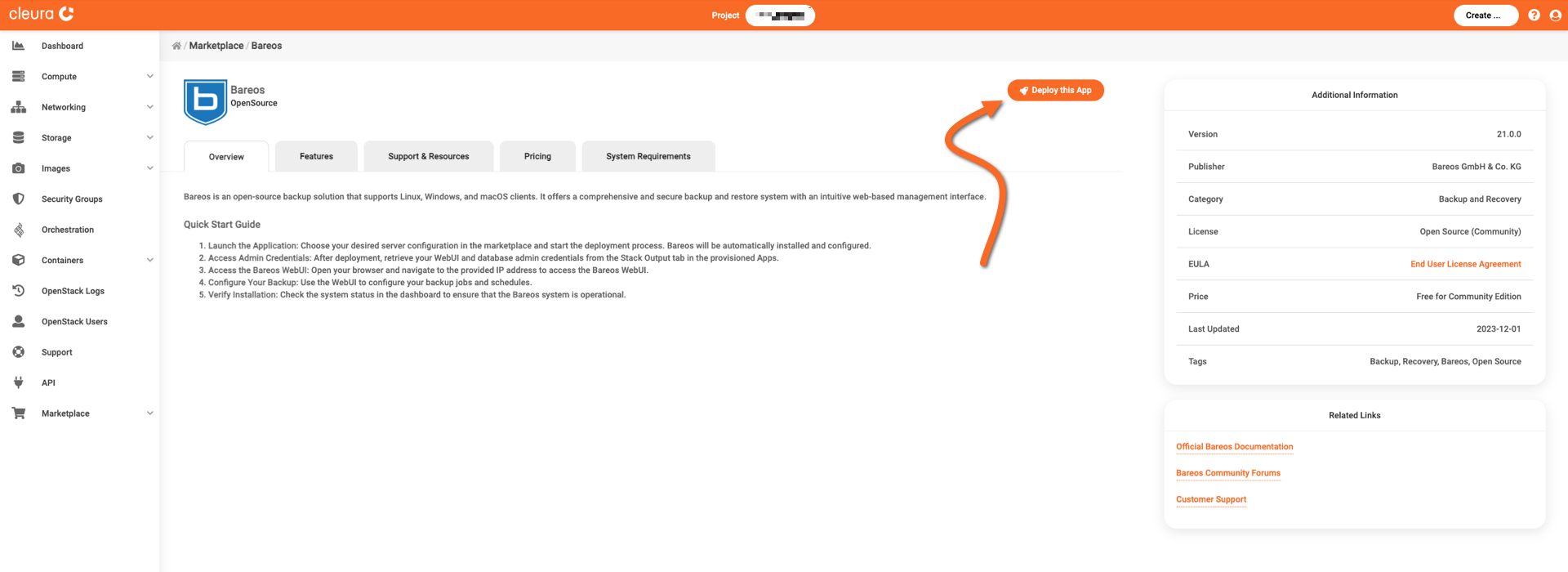 Start the Bareos deployment process