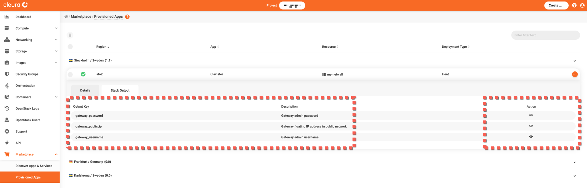 Locate the public IP and the admin user password