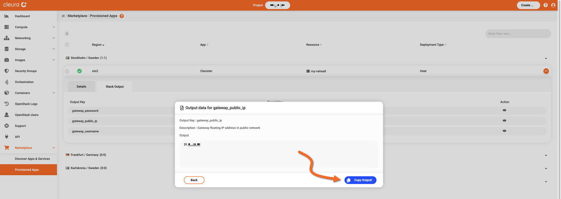 Take a note of the public IP address
