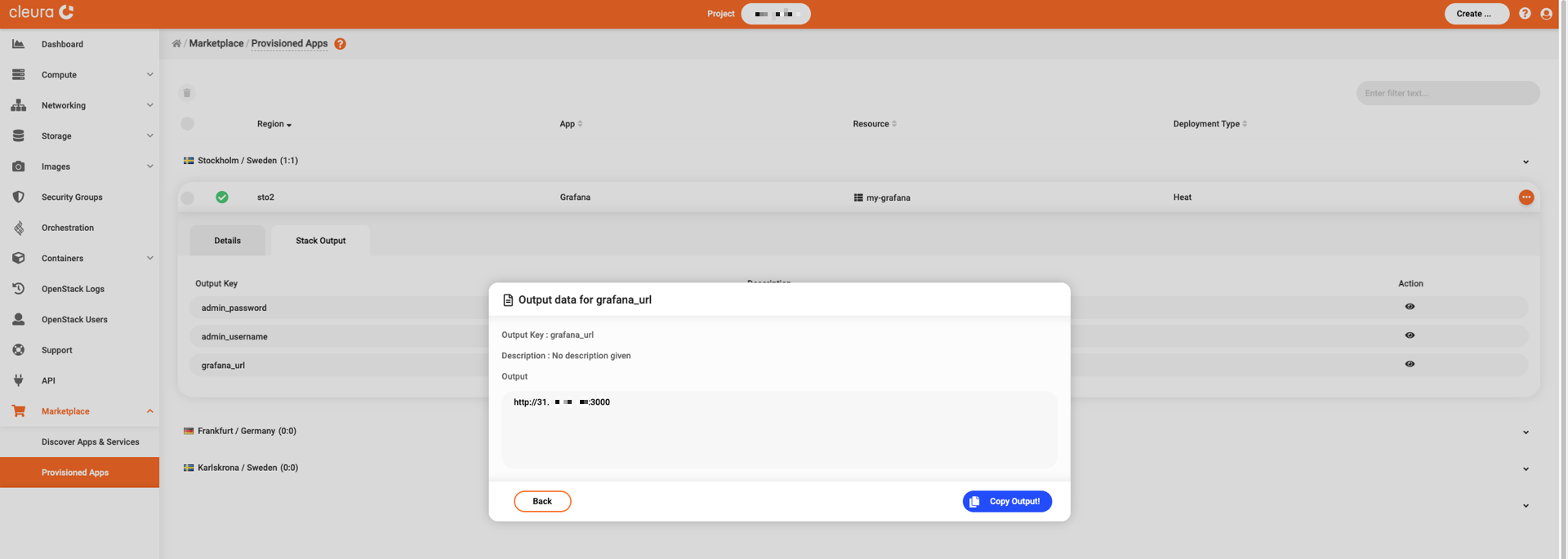 Reveal the application's URL
