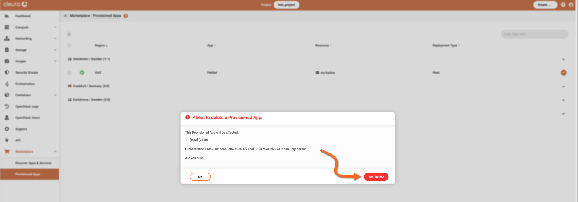 Make sure you are about to delete Harbor