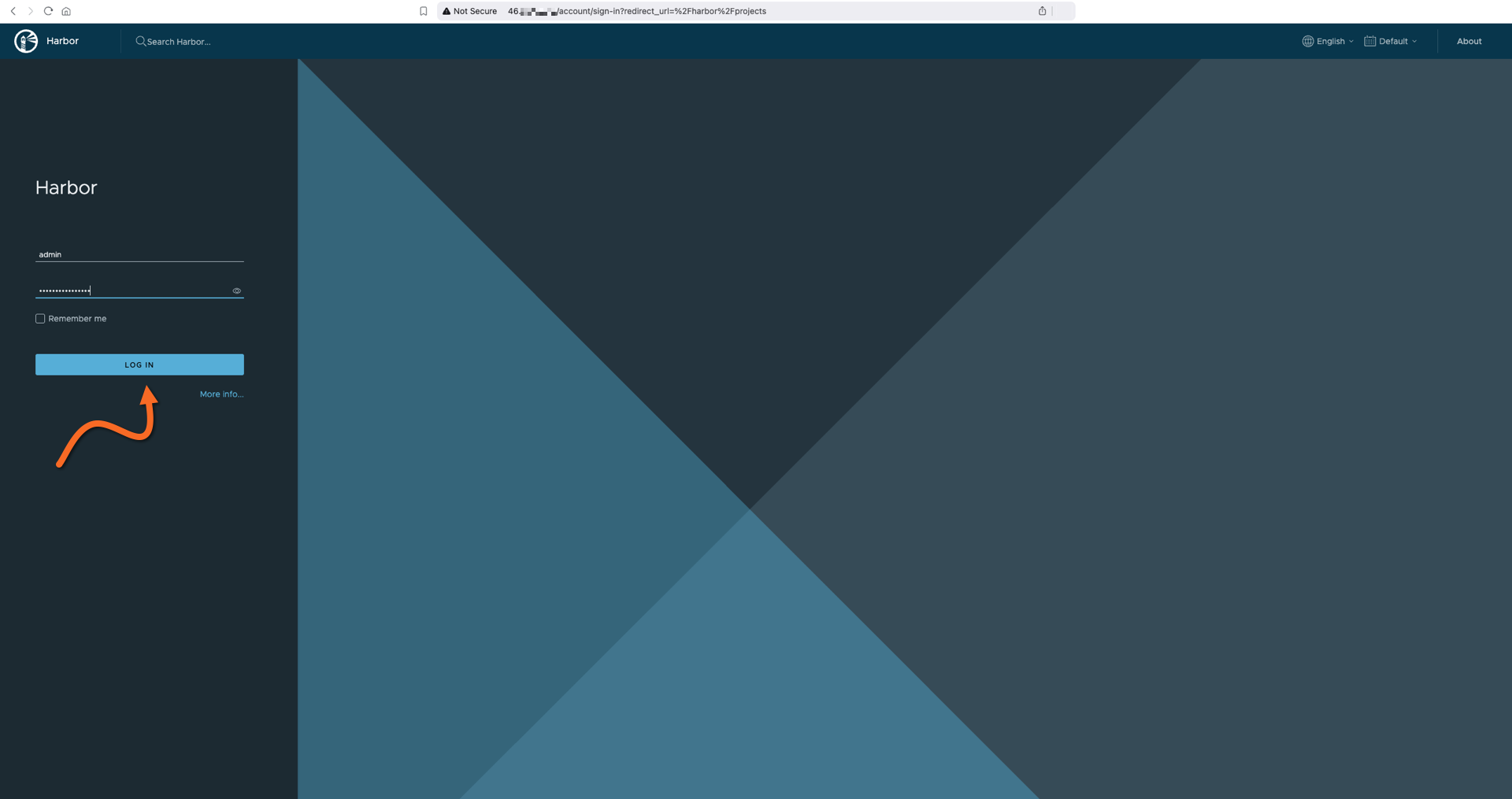 The Harbor login page