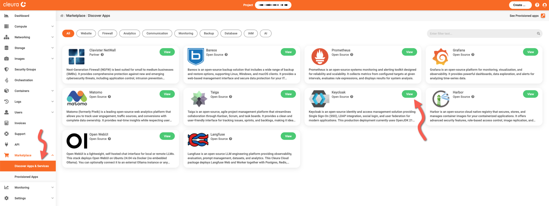Select the Keycloak application