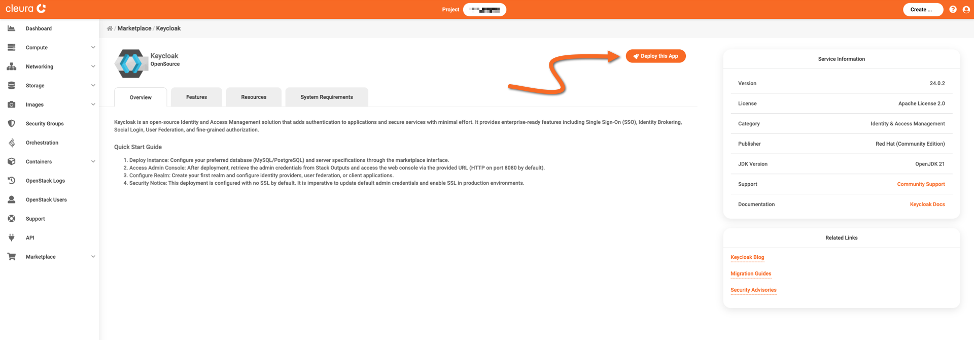 Start the Keycloak deployment process