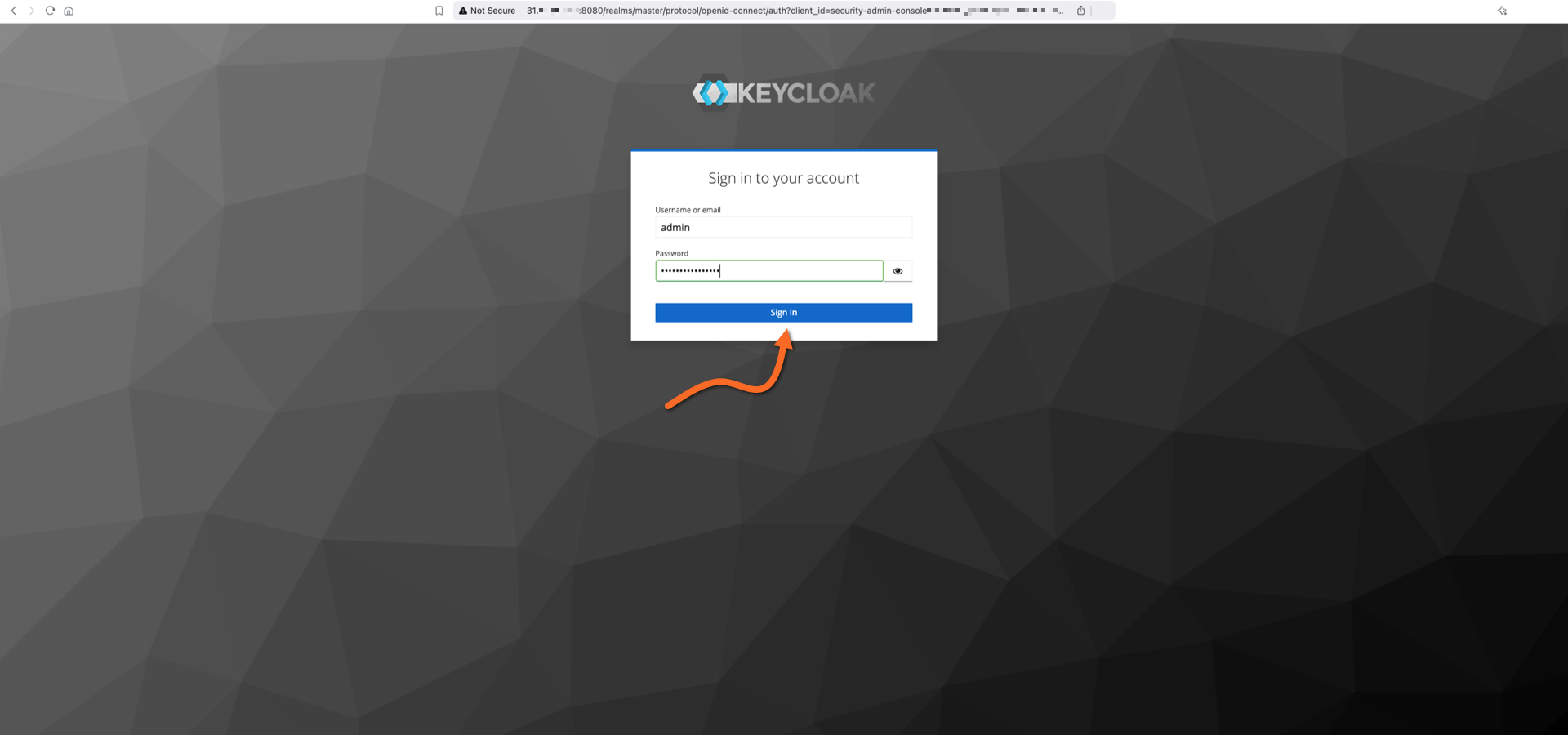 The Keycloak login page