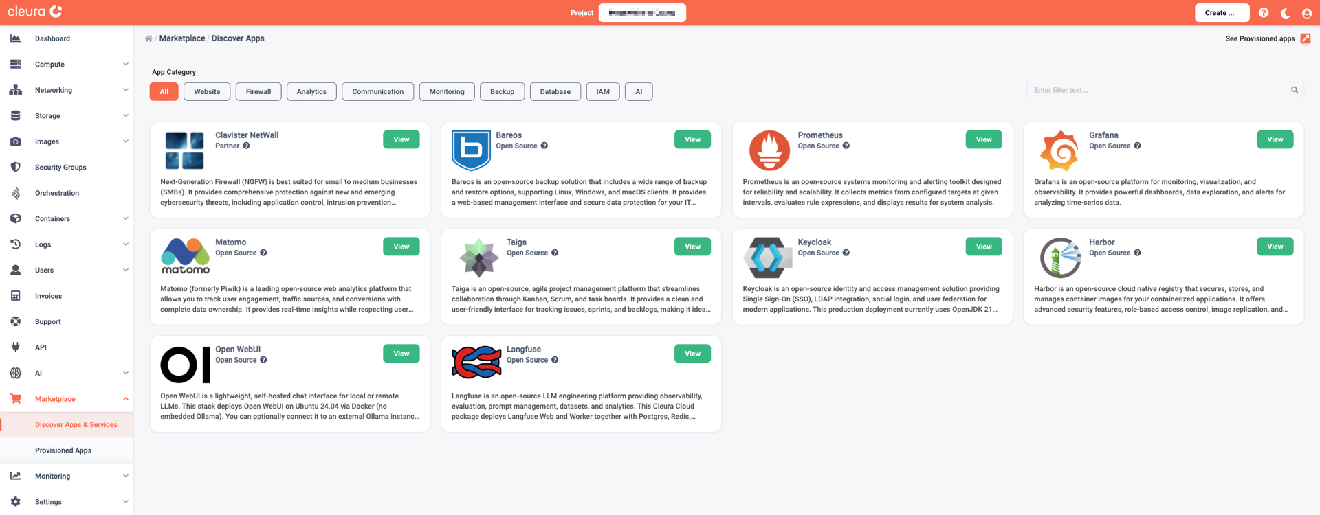 Cleura Cloud Marketplace