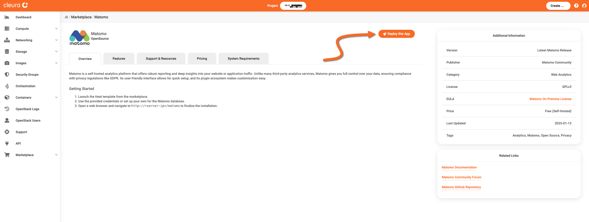 Start the Matomo deployment process
