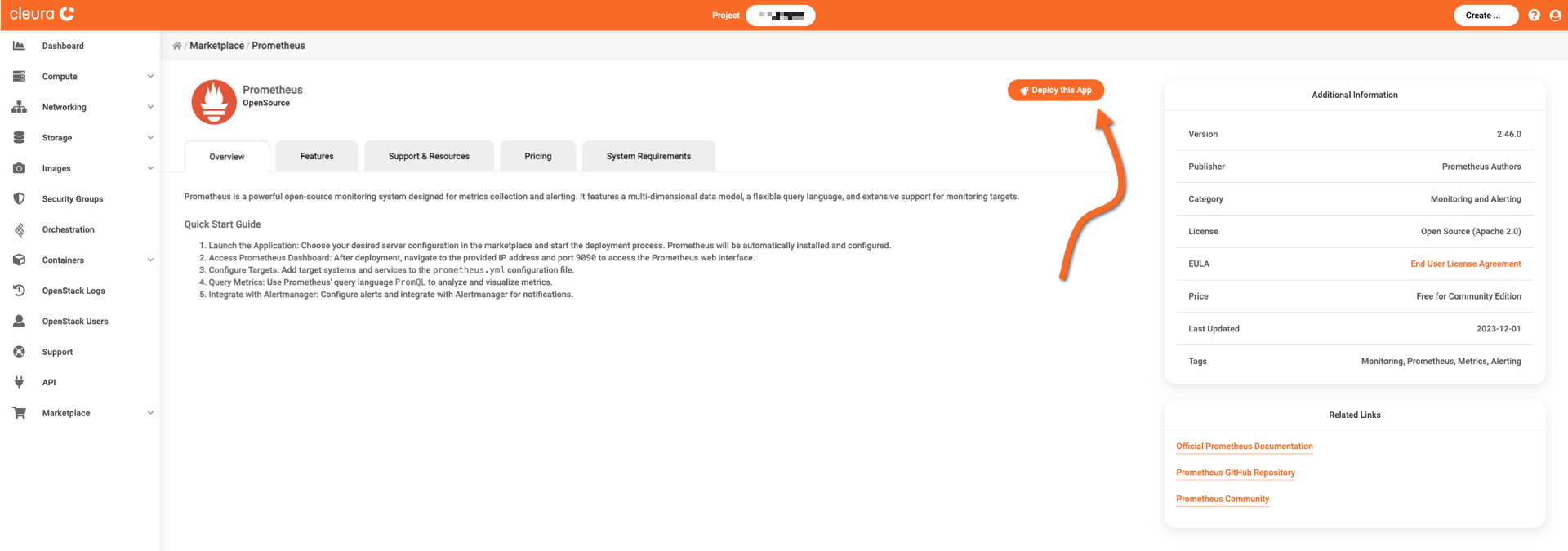 Start the Prometheus deployment process