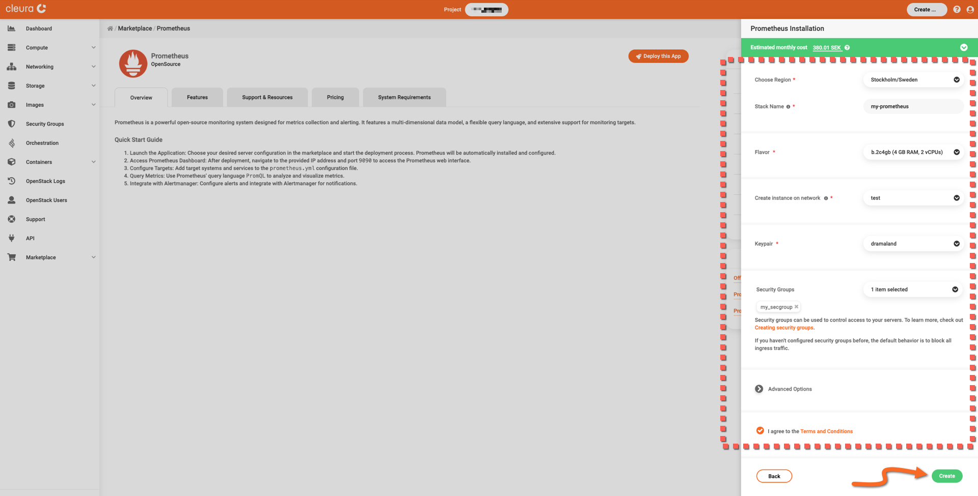 Specify the characteristics of the particular Prometheus deployment