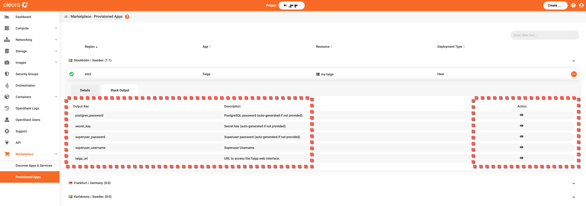 Locate the public IP and the admin user password
