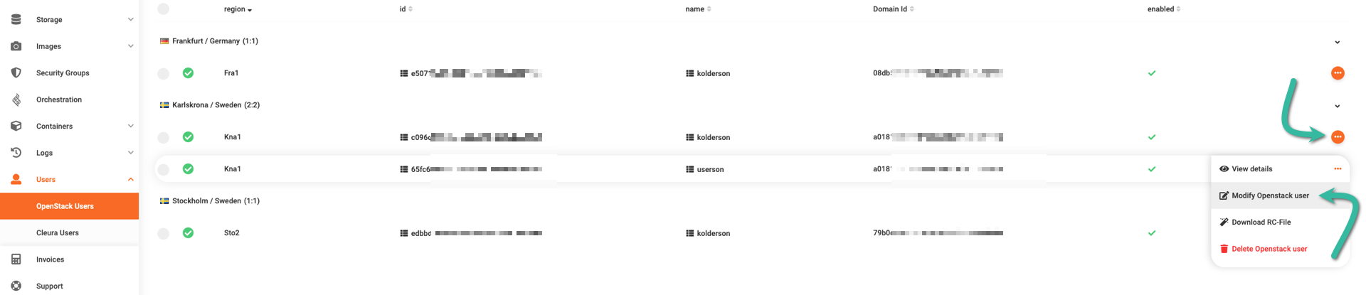 Modify OpenStack user