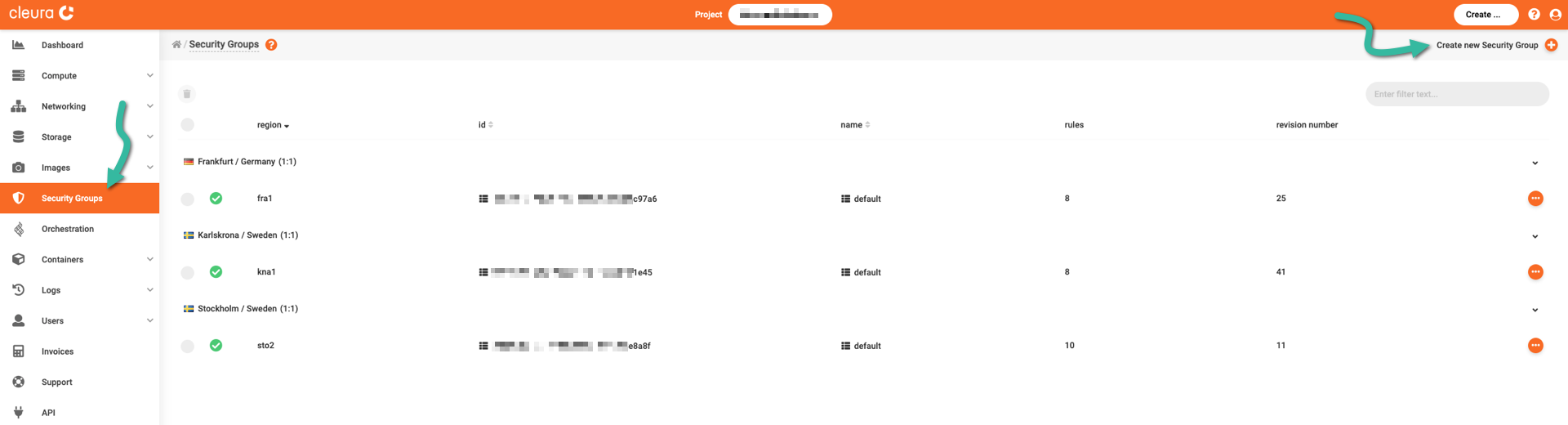 Initiating the creation of a new security group