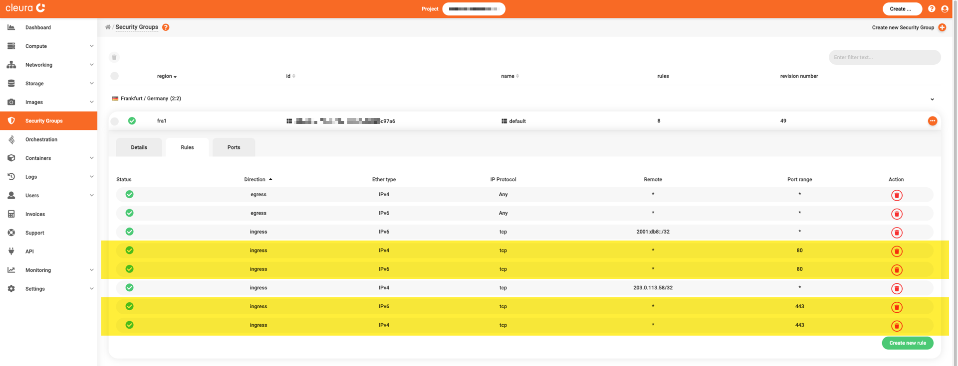 All new rules regarding incoming connections to 80/TCP and 443/TCP