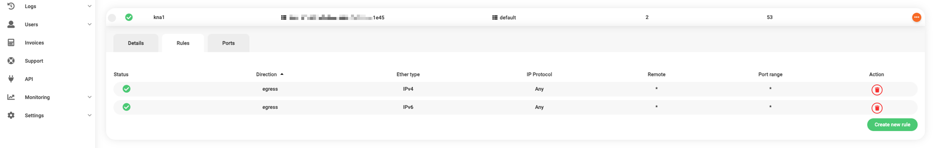 Rules of a permissive security group gone forbidding