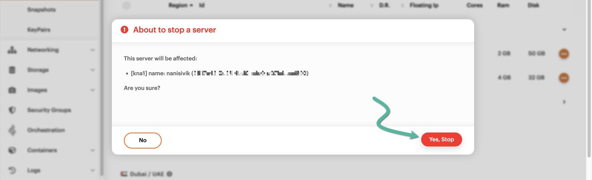 Confirming server shutdown