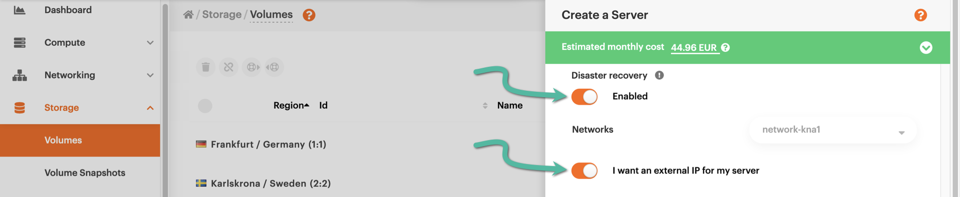 Enabling the recovery service and asking for external IP