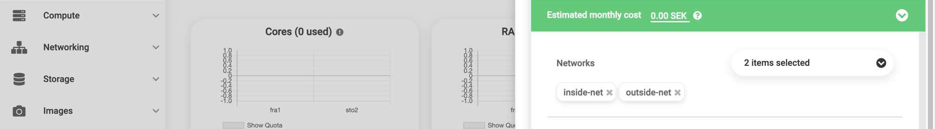 Select a network for the new server