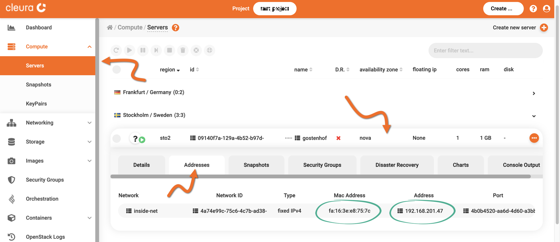 View server connectivity information