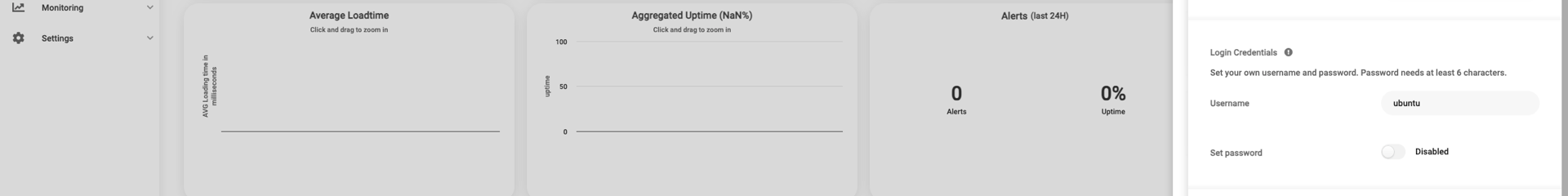 Optionally set a password for the default user account