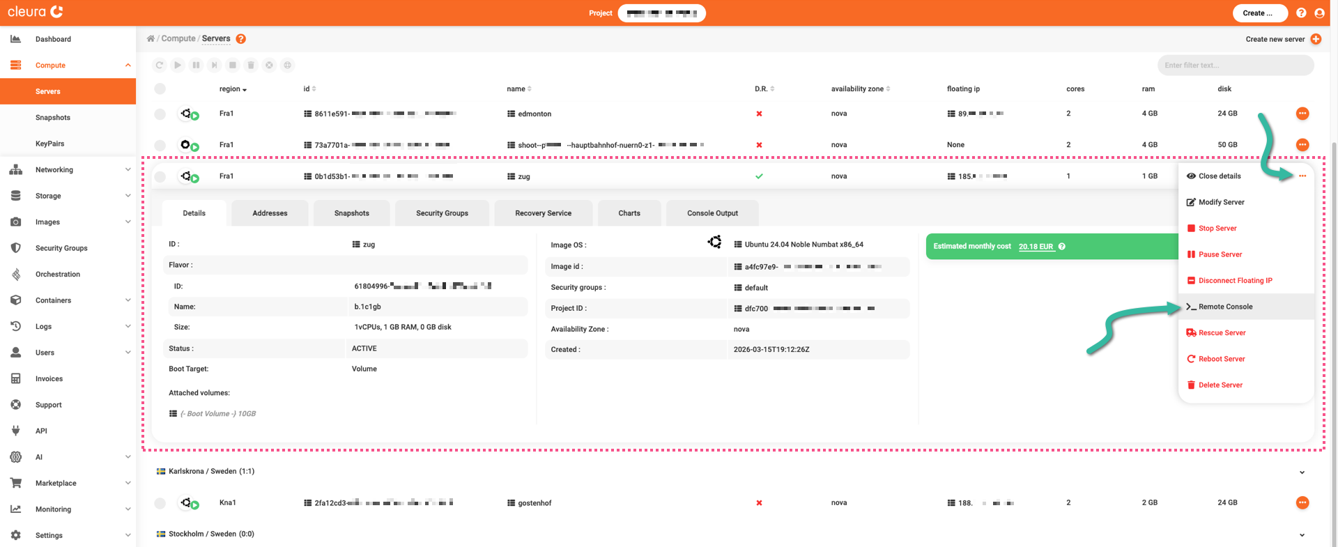 Launch remote console