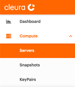 The left hand side navigation panel, with the word "Servers" highlighted.