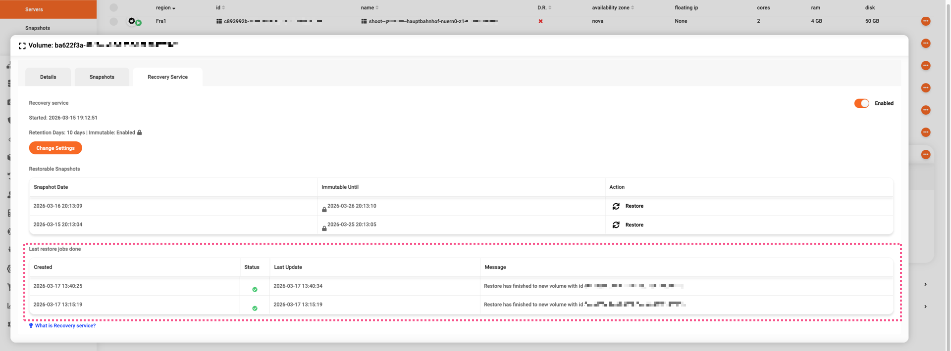 Snapshot restoration complete