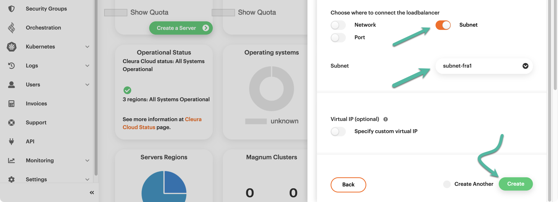 Select a subnet for the new LB
