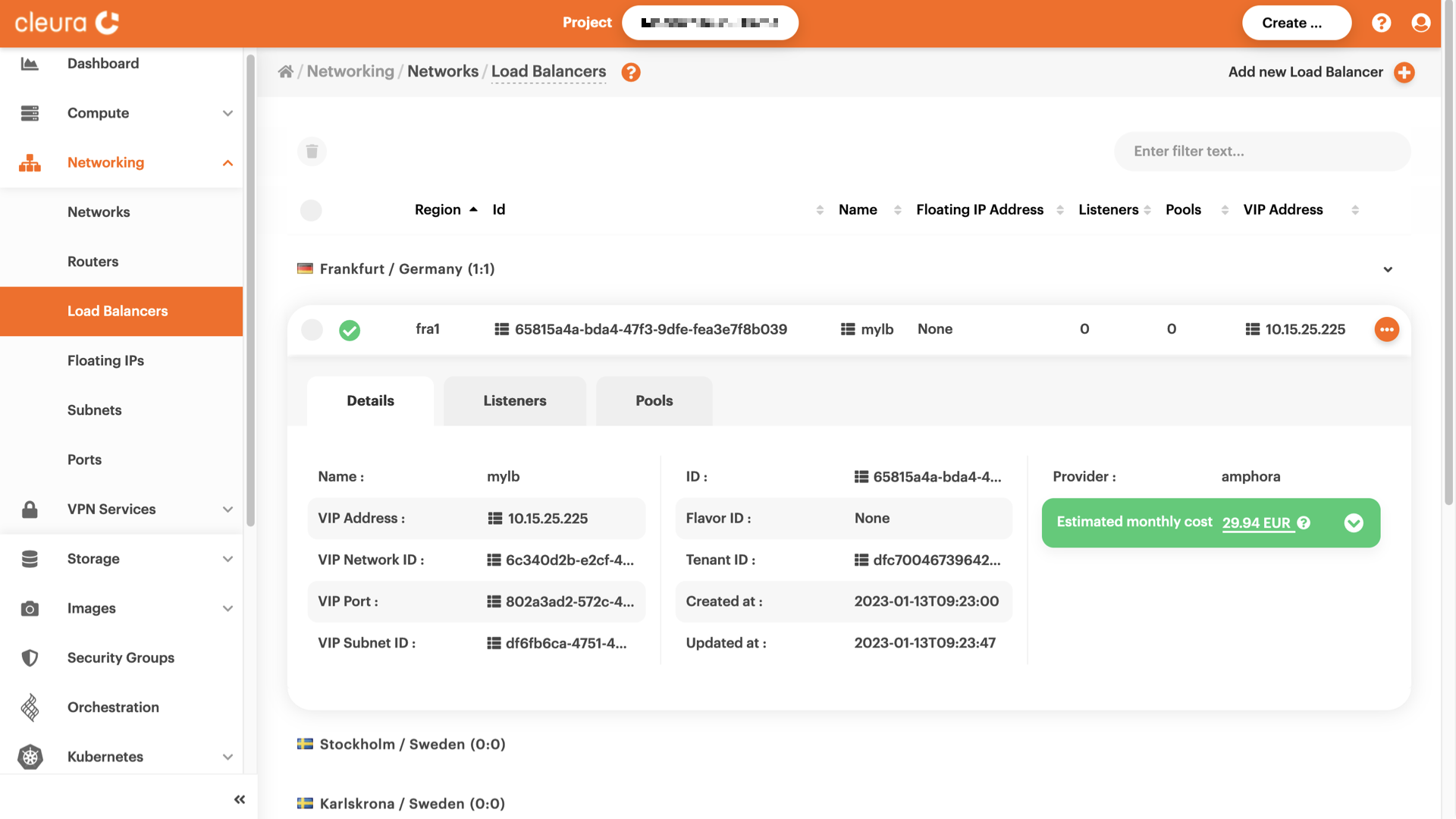 View the newly created LB
