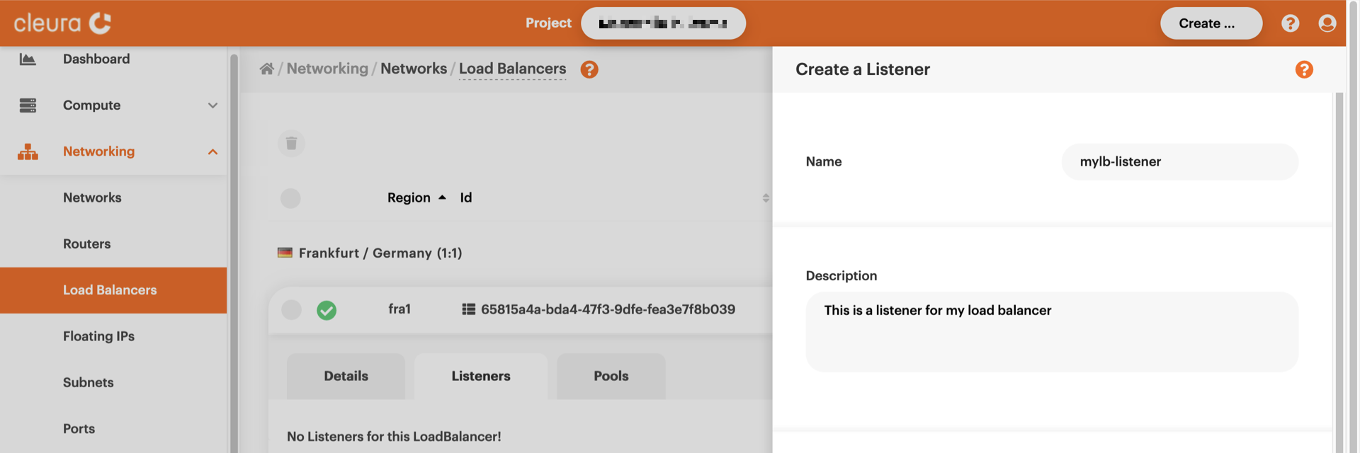 Set name and description for the new listener