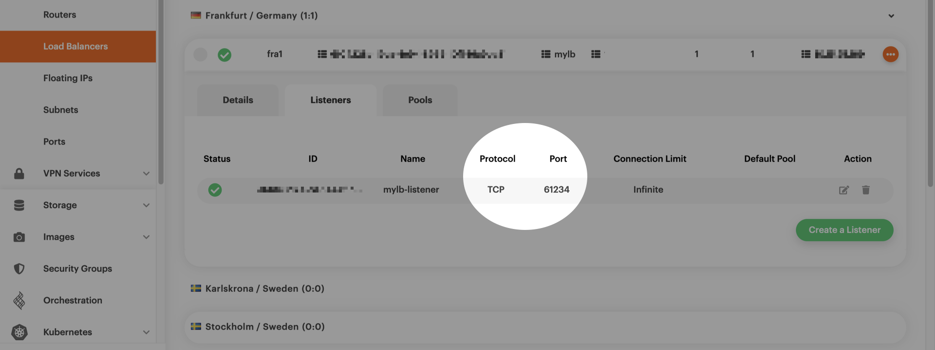 Listener successfully created