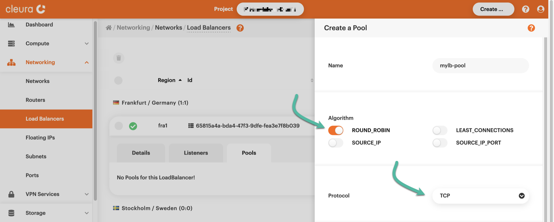 Type in name, set algorithm and protocol