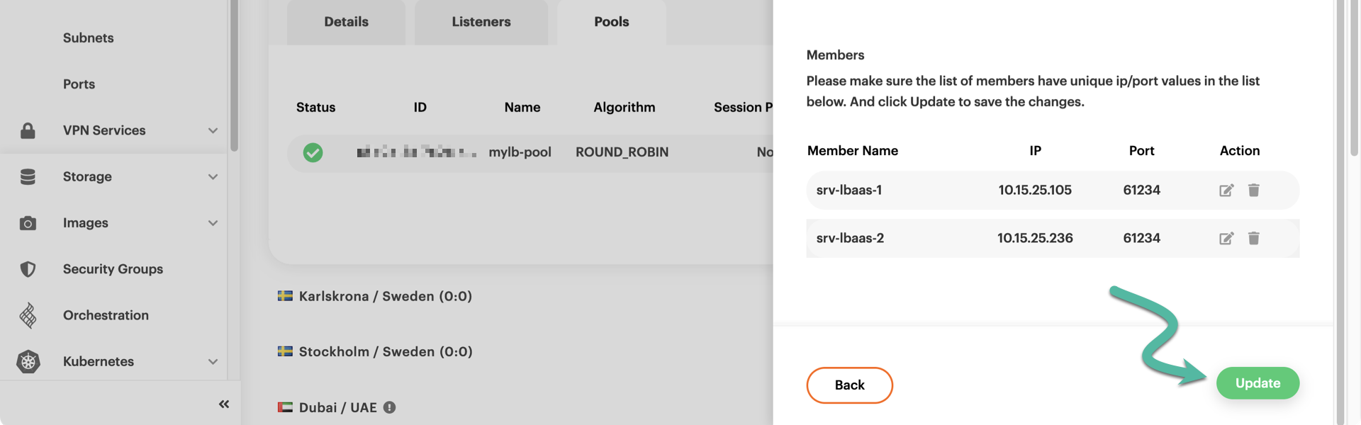 Apply changes to pool