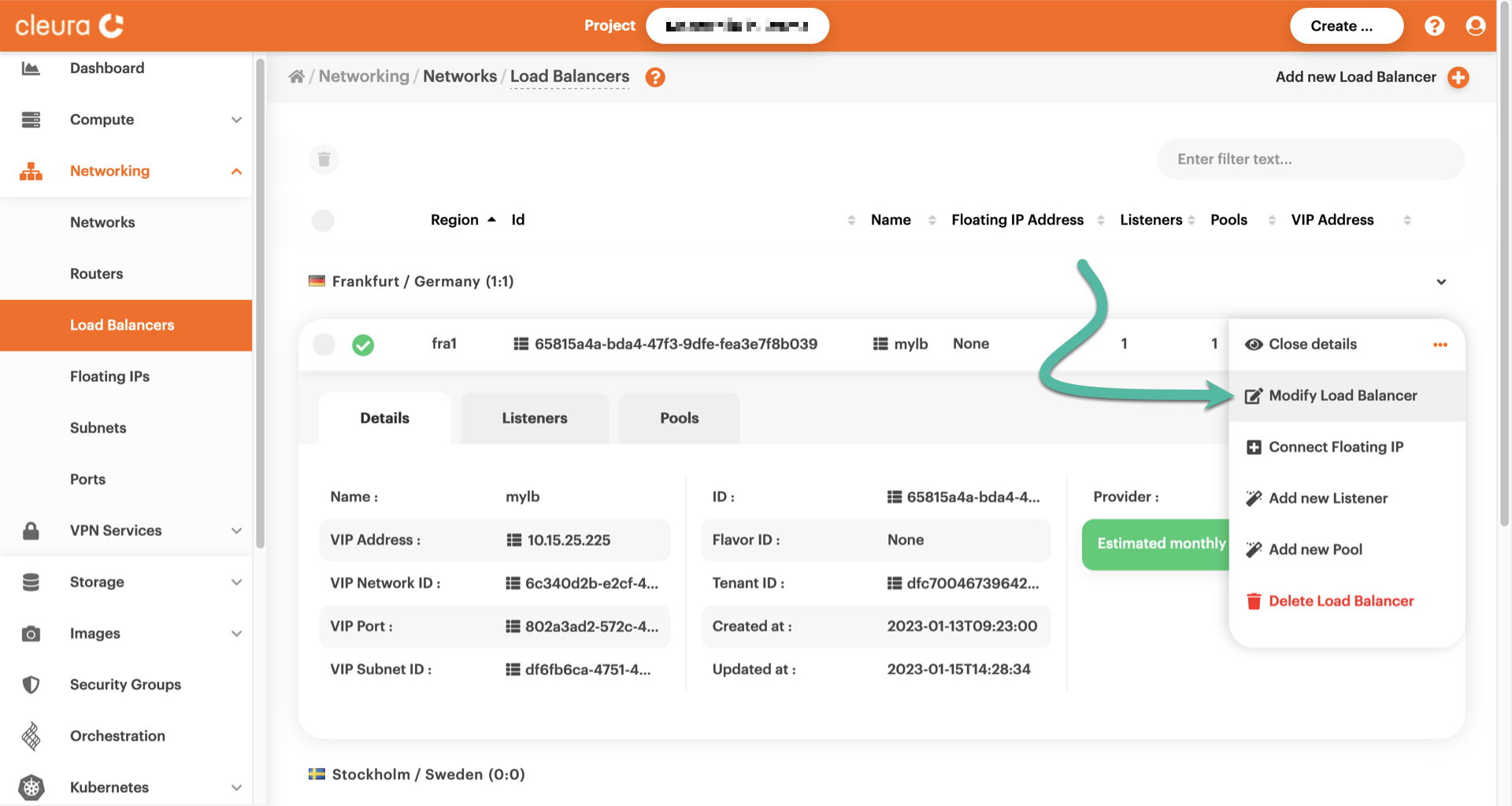 Modify load balancer