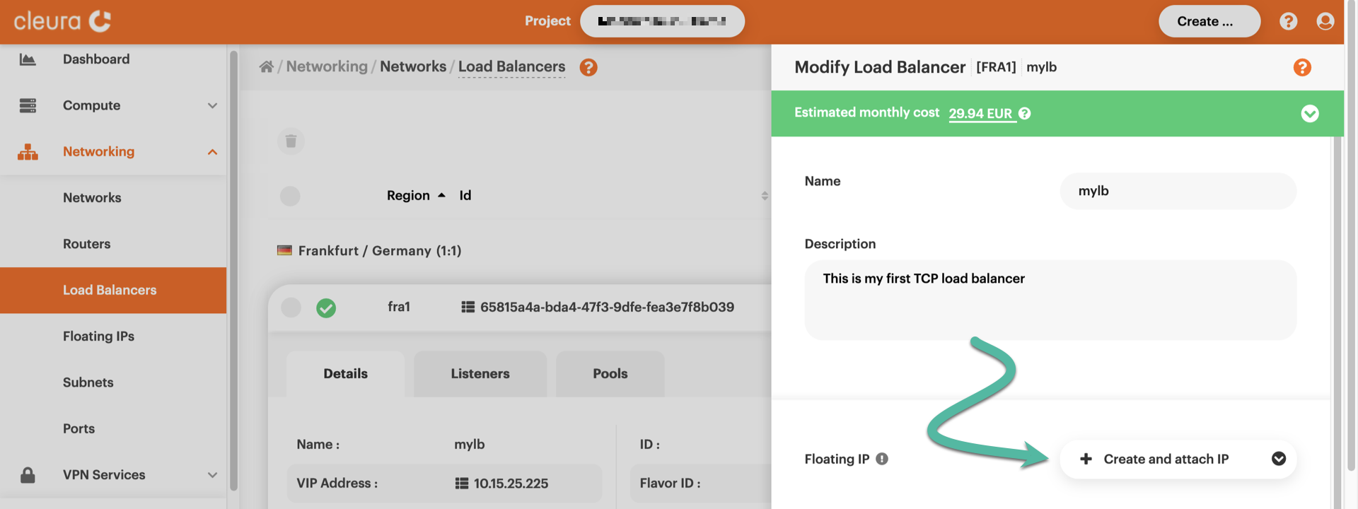 Create and attach floating IP