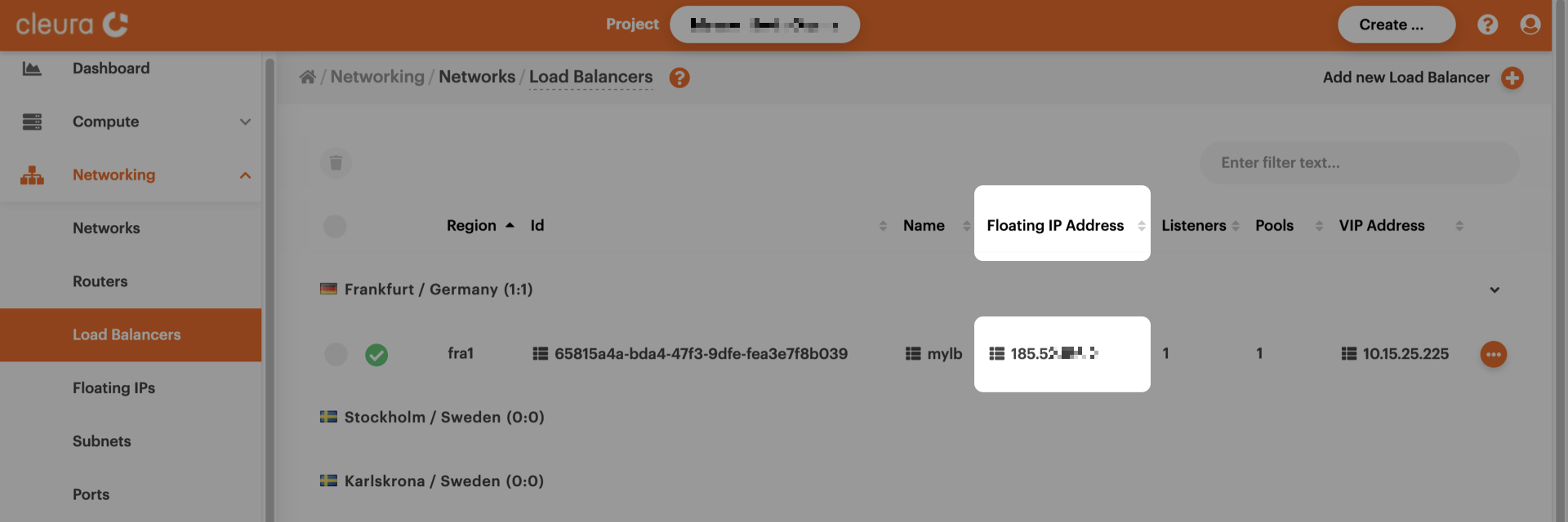 Floating IP attached to load balancer