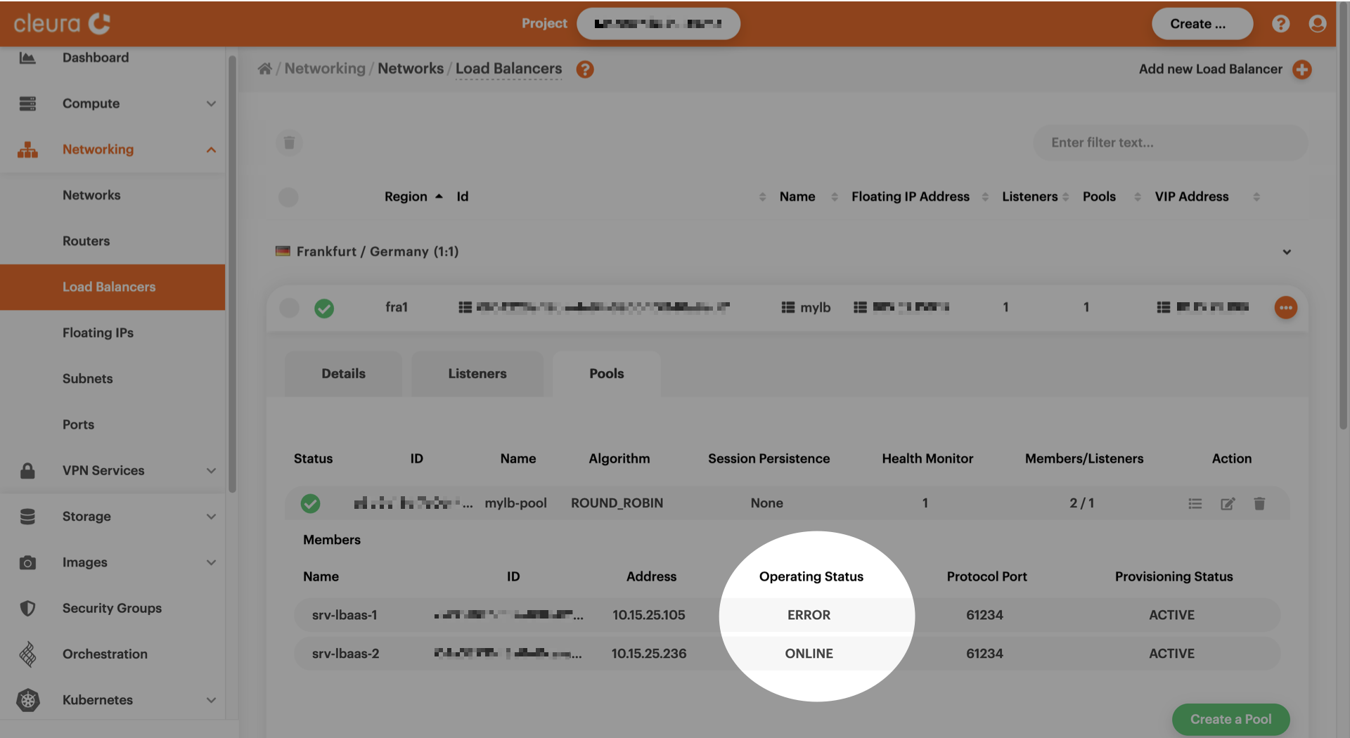 Operating status of all pool members